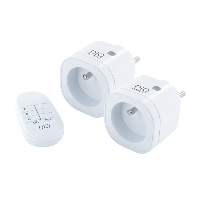 Di-O - Pack de 2 mini-prises et télécommande Wi-Fi/433MHz