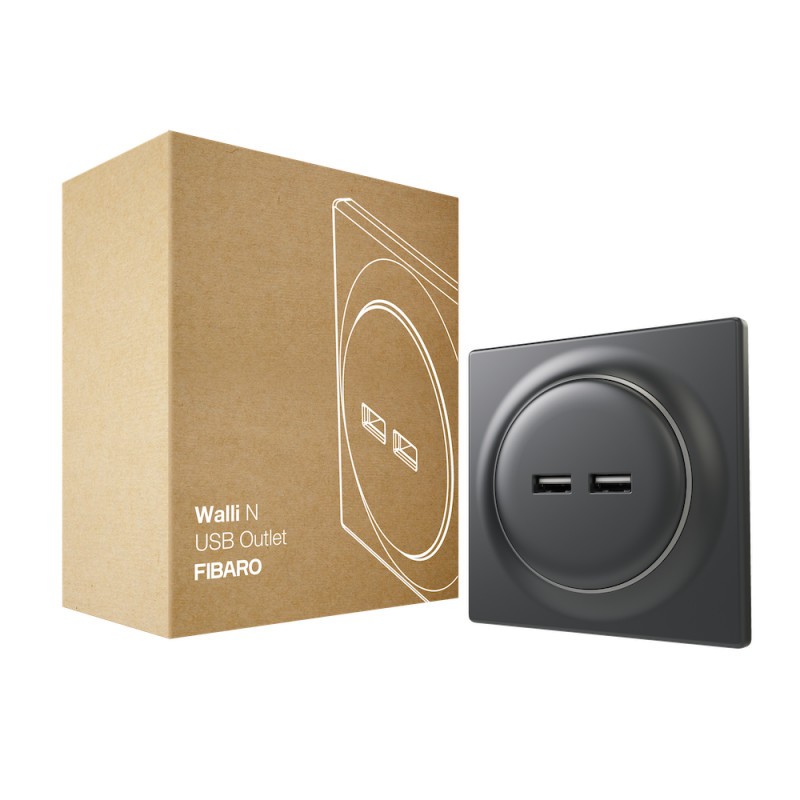 FIBARO - Prise murale 2 ports USB Walli N USB Outlet Anthracite