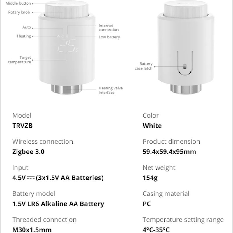 SONOFF - Tete thermostatique connectée Zigbee 3.0